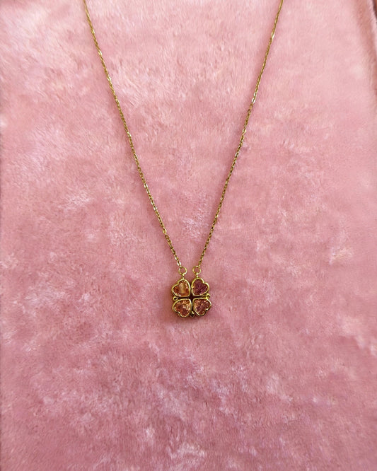 Roze Zirkonia Klavertje Vier Ketting