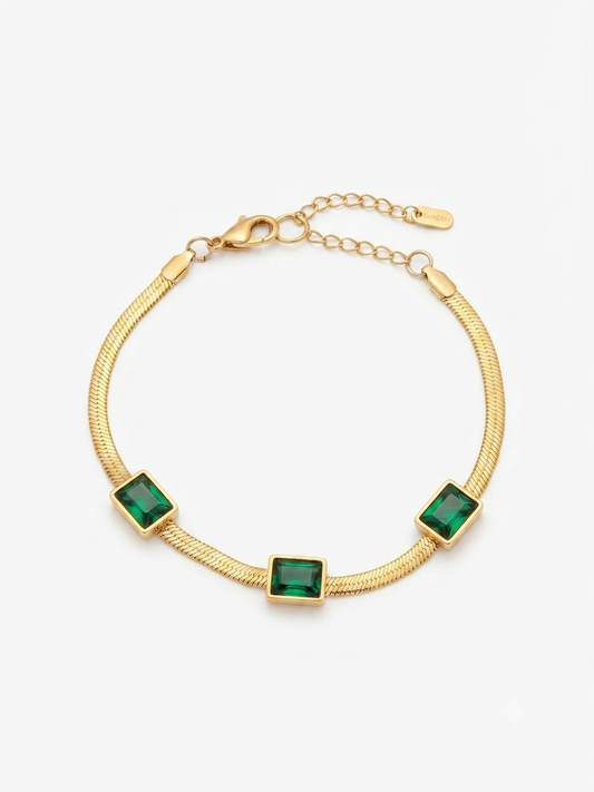 Emerald Trinity Snake Chain Armband