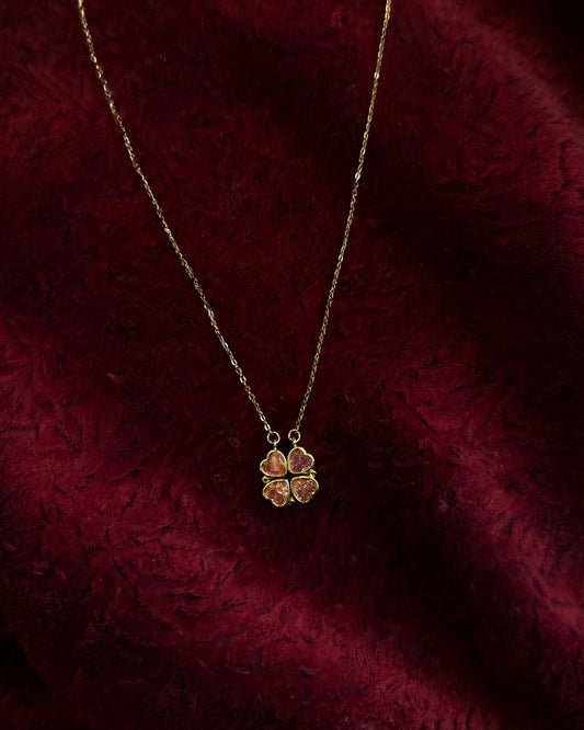 Roze Zirkonia Klavertje Vier Ketting