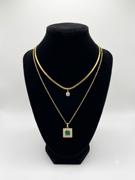 Emerald Layered Gouden Ketting