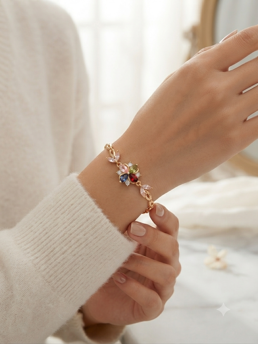 Bloom Crystal Gold Bracelet