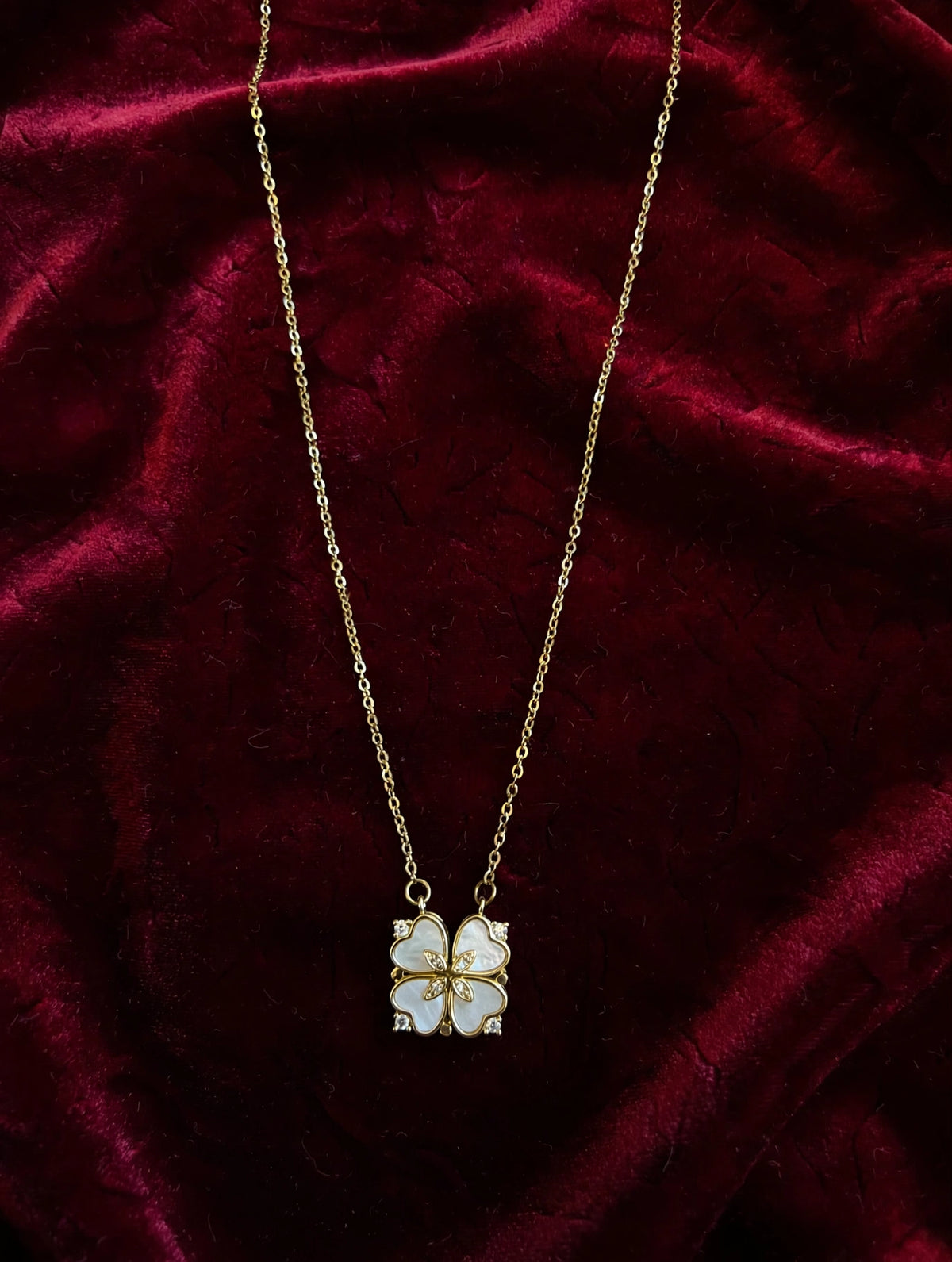 Parelmoer Klavertje Vier Ketting – 2-in-1