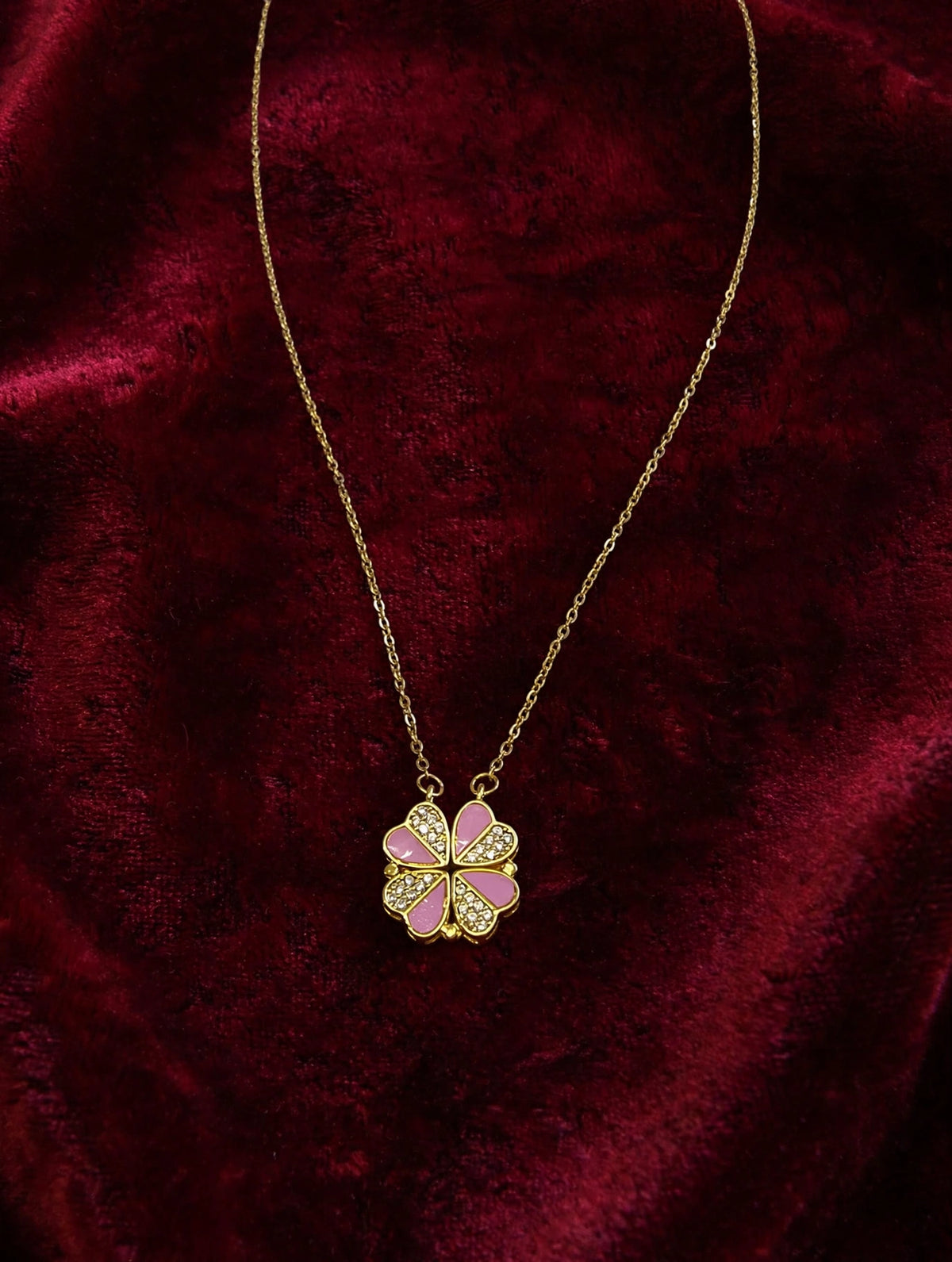 Roze & Gouden Hartjes Ketting – 2-in-1