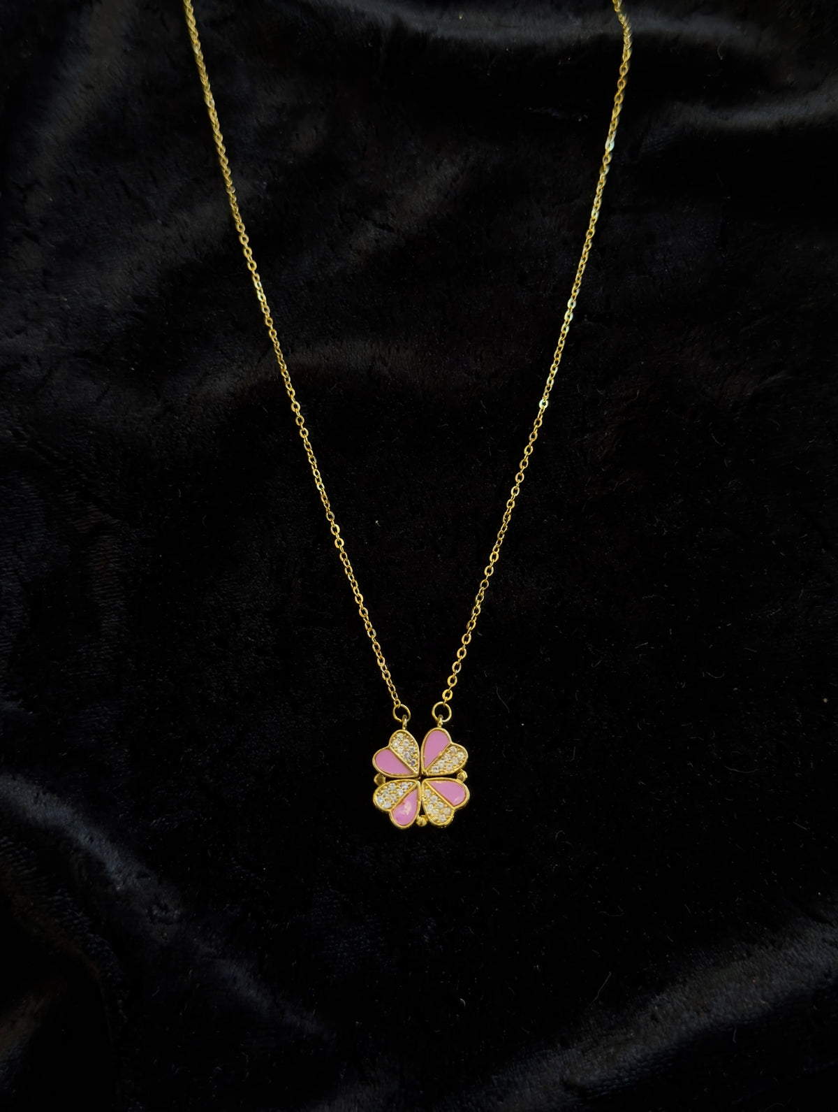 Roze & Gouden Hartjes Ketting – 2-in-1
