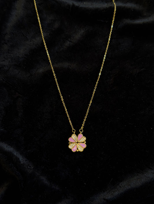 Roze & Gouden Hartjes Ketting – 2-in-1