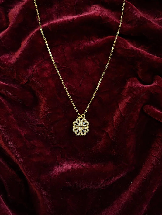 Gouden Klavertje Vier Zirkonia Ketting